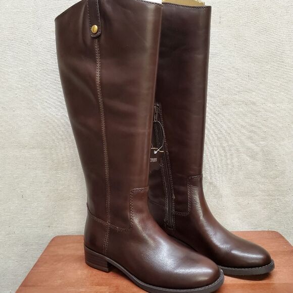 FAWNE WIDE CALF Size 6M Chocolate Leather Riding Boots I.N.C - Picture 5 of 12